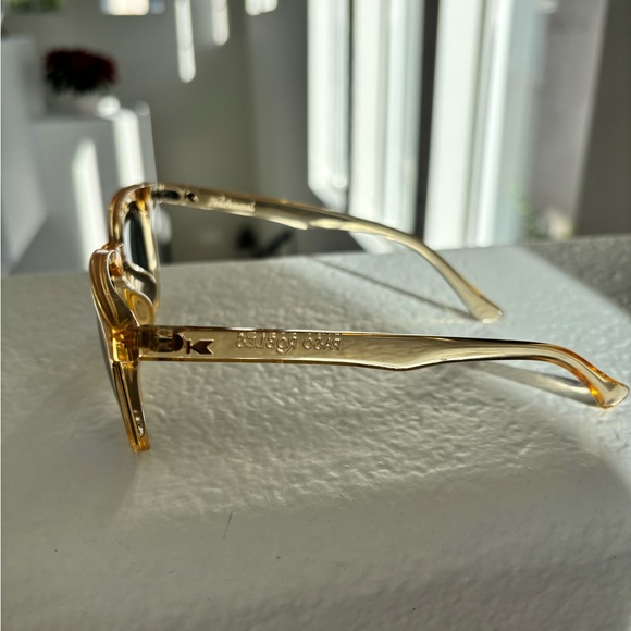 Knockaround Polarized Paso Robles Glossy Blonde Sunglasses with Blue Lenses - Picture 2 of 5